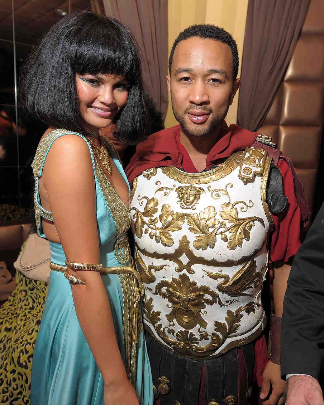chrissy teigen and john legend in cleopatra and gladiator halloween costumes