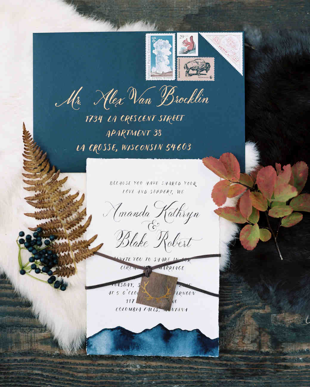 Blue Fall Wedding Invitation Blue Fall Wedding Invitation