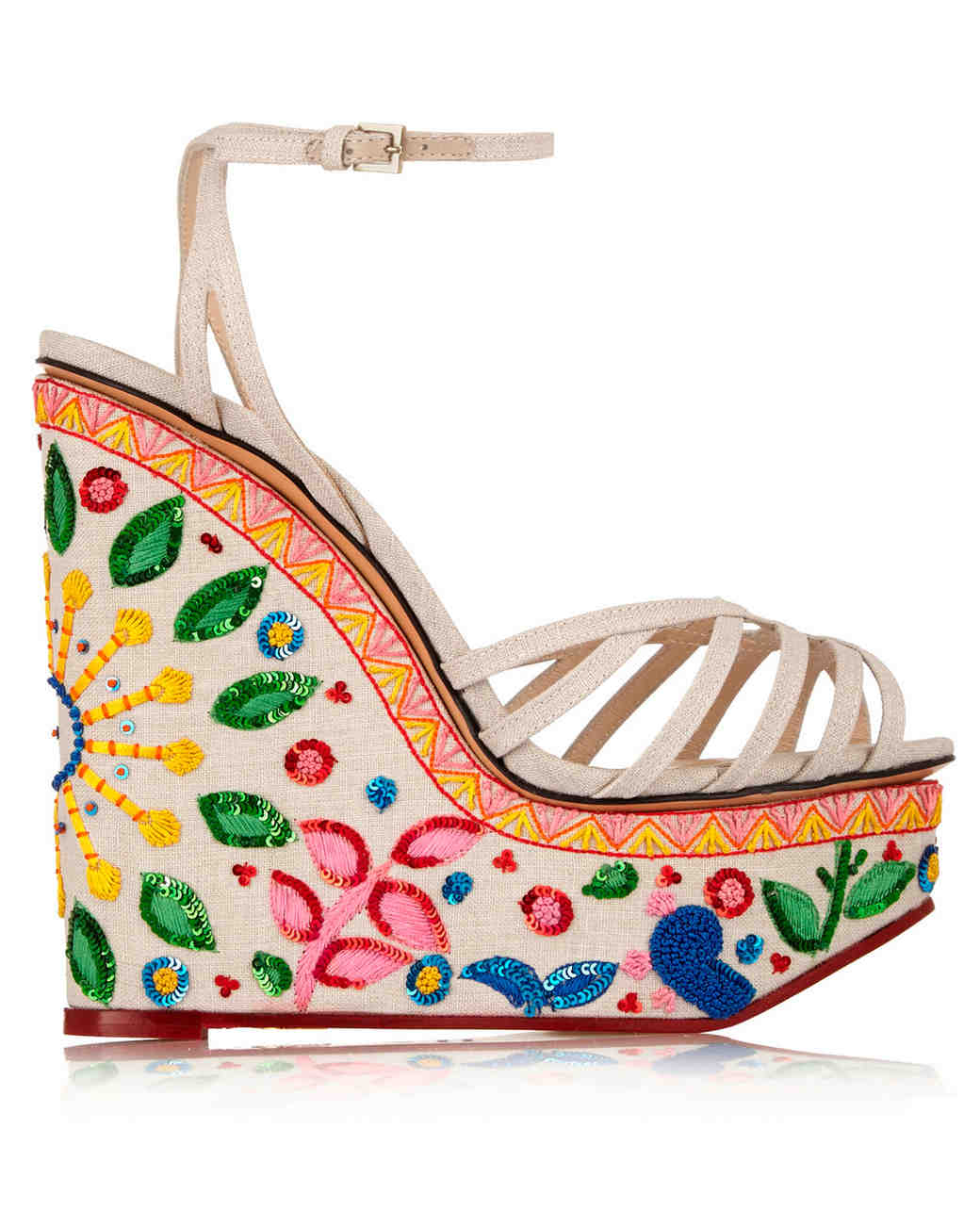 50 Best Shoes For A Bride To Wear Summer Wedding Martha Sched To Please Charlotte Olympia Celebration Meredith Embellished Linen Sandals
