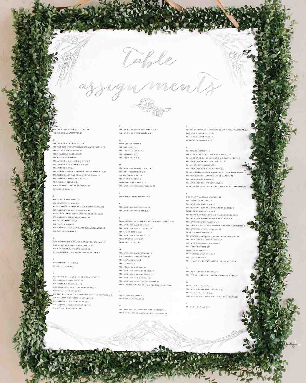 Wedding Table Chart