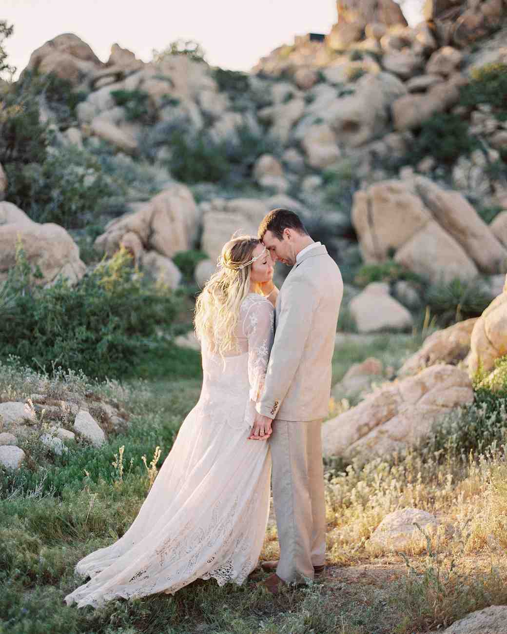 An Intimate Boho Wedding In The California Desert Martha Bride Groom Portrait