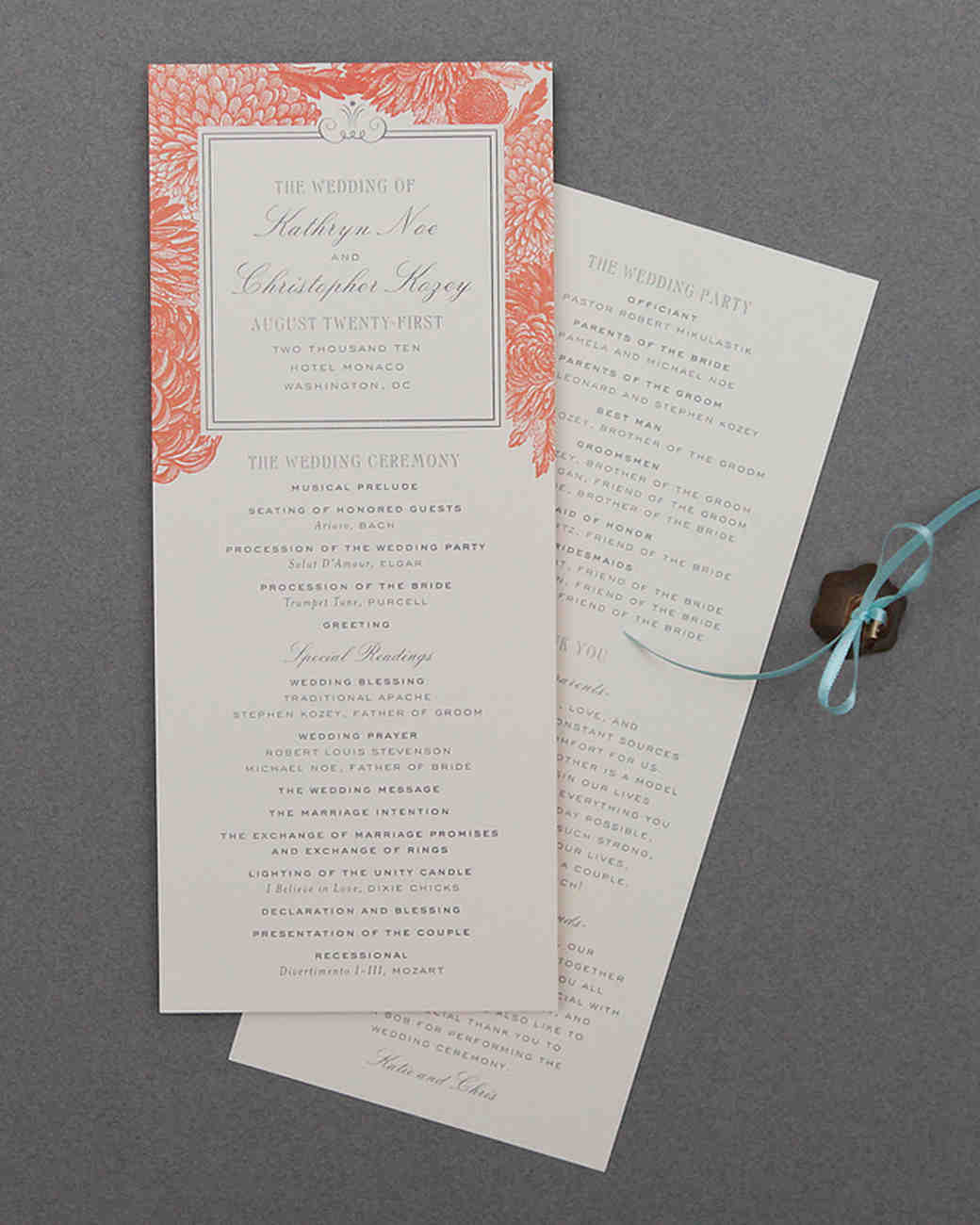 classic wedding ceremony programs martha stewart weddings