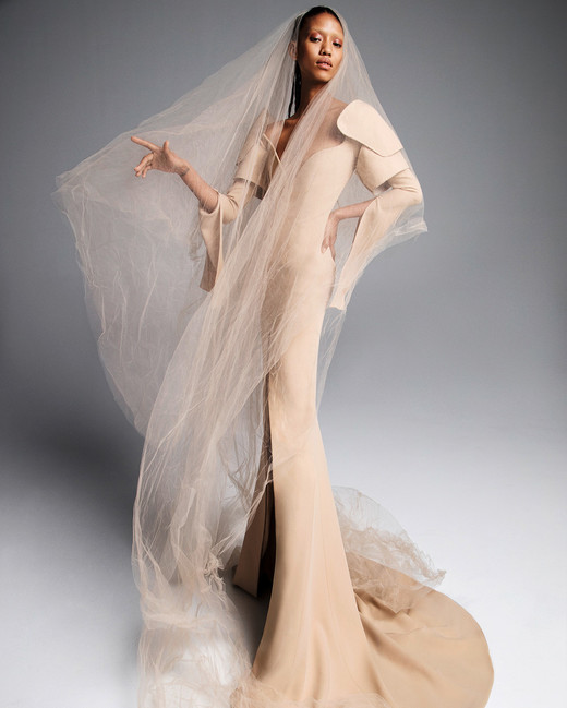 Vera Spring 2019 Wedding Dress Collection Martha Weddings Vera Wedding Dress Spring 2019 Tan Long Sleeves Trumpet Veil