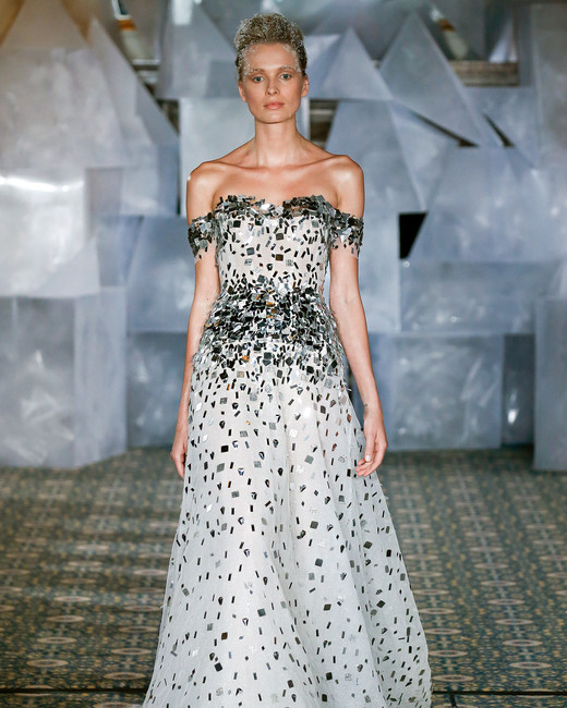Mira Zwillinger Spring 2019 Wedding Dress Collection Martha Mira Zwillinger Wedding Dress Spring 2019 Off The Shoulder Silver Accents