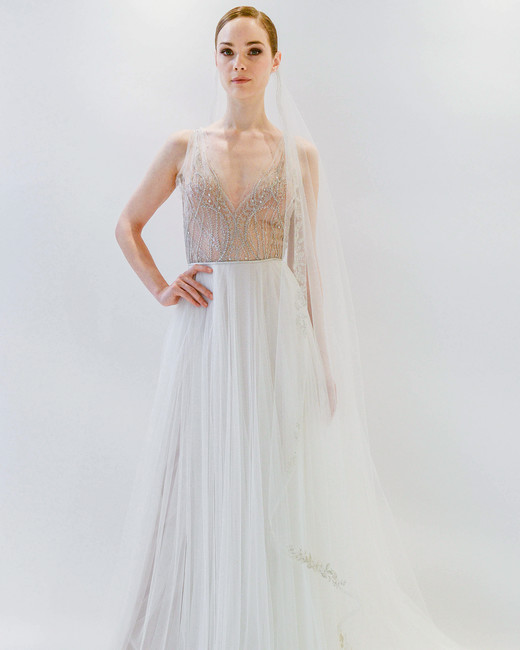 Watters Spring 2018 Wedding Dress Collection Martha Weddings Watters V Neck Wedding Dress Spring 2018