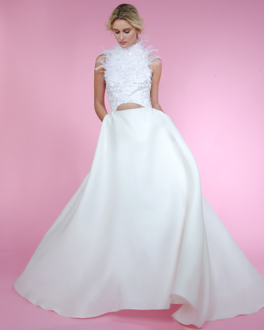 Angel Sanchez Spring 2018 Wedding Dress Collection Martha Angel Sanchez Feathered Top Spring 2018 Wedding Dress