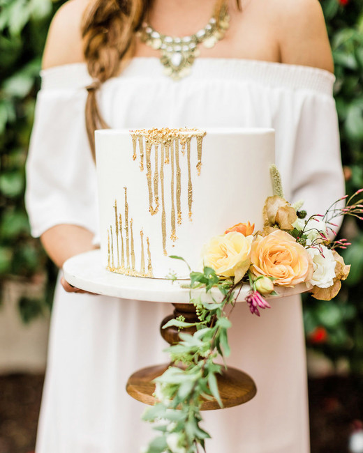 23 Of The Sweetest Bridal Shower Cakes Martha Weddings White Bridal Shower Cake On Pedestal