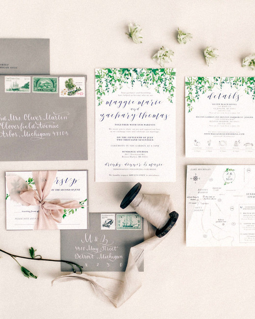 This Couple Made It Official With An Organic Vintage Wedding In Maggie Zach Wedding Invitation