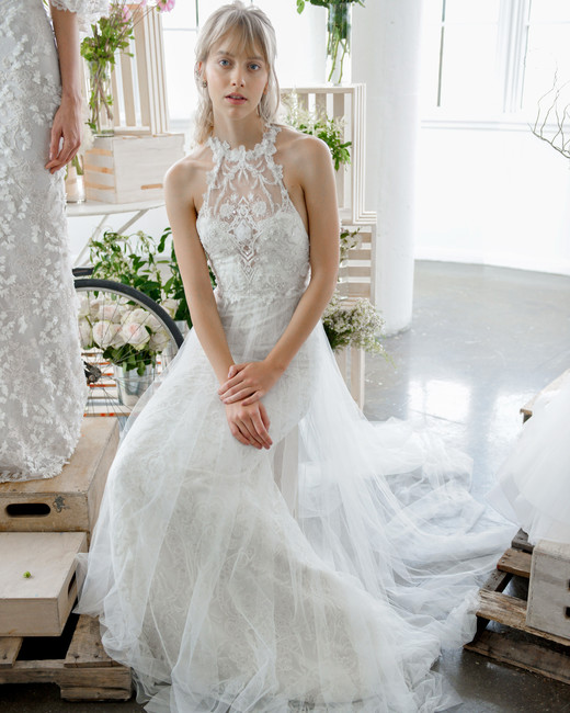 Marchesa Notte Fall 2018 Wedding Dress Collection Martha Marchesa Notte High Neck Sheath Bridal Wedding Dress Fall 2018