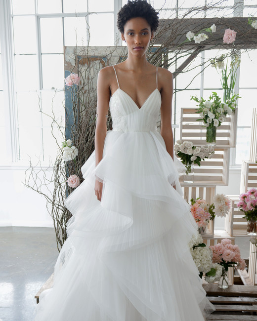 Marchesa Notte Fall 2018 Wedding Dress Collection Martha Marchesa Notte Spaghetti Straps Layered A Line Bridal Wedding Dress Fall 2018
