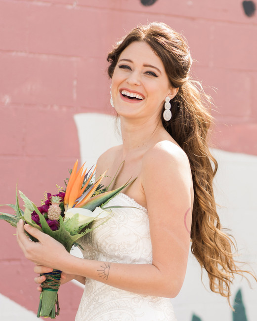 Half Up Half Down Wedding Hairstyles We Love Martha Stewart Weddings