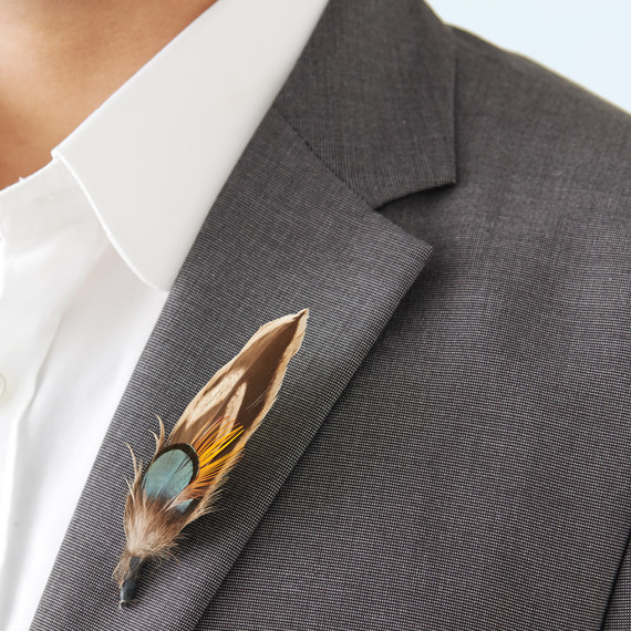 Feather Boutonniere | Martha Stewart Weddings