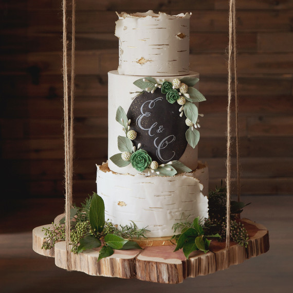 Birch Tree Wedding Cakes Are The Latest Fall Trend Martha Birch Tree Wedding Cake With Chalkboard