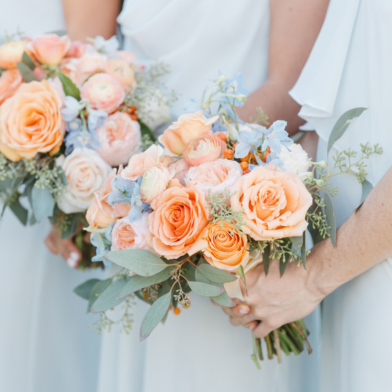 peach and blue bouquet peach and blue bouquet