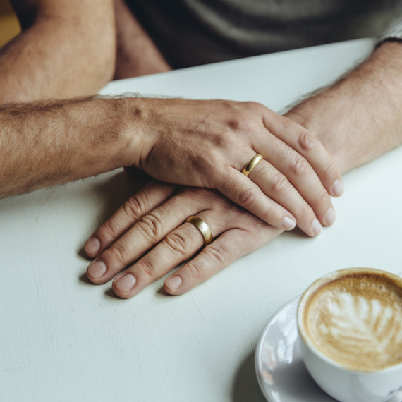 Men Wearing Wedding Bands, Same-Sex Couple Men Wearing Wedding Bands, Same-Sex Couple