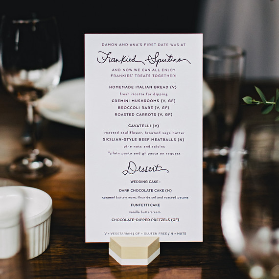 Should You Ask Your Wedding Venue S Chef To Create A Custom Dinner Ana And Damon Menu On Table