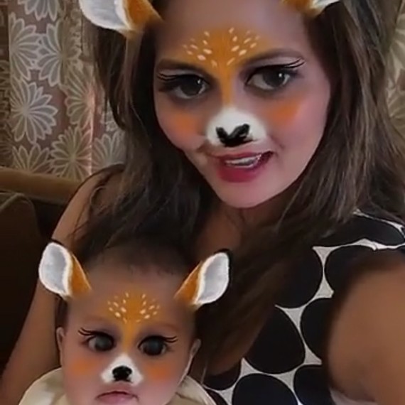 Chrissy Teigen and Luna Snapchat Selfie