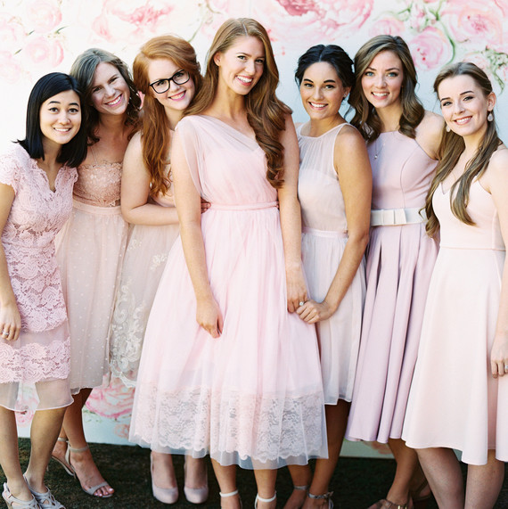 bridal shower guests wearing pink bridal shower guests wearing pink