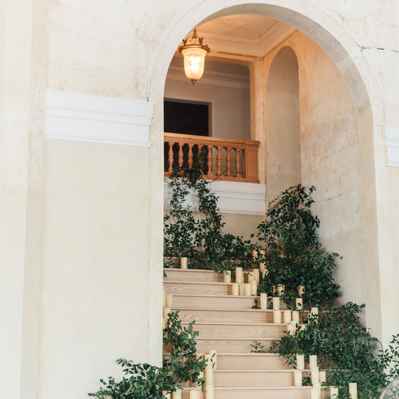 stairwell with greenery and candles stairwell with greenery and candles