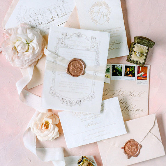 classic invitation pink and white color elements with illustration etching classic invitation pink and white color elements with illustration etching