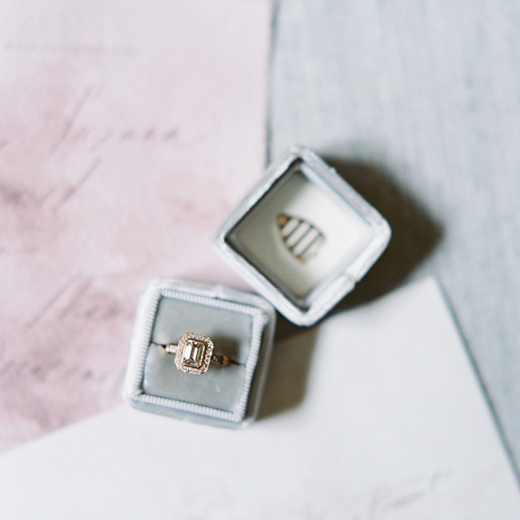 emerald cut wedding ring in a gray box emerald cut wedding ring in a gray box