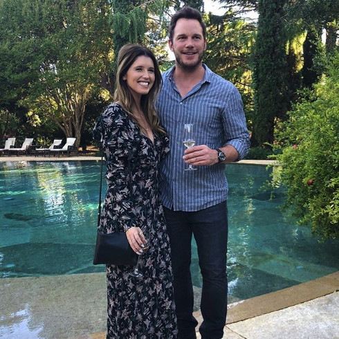 chris prayy katherine schwarzenegger standing by pool chris prayy katherine schwarzenegger standing by pool