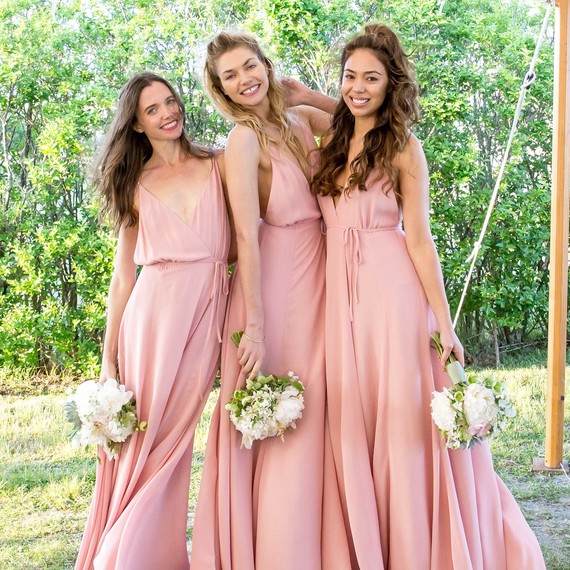 bridesmaids pink gowns bridesmaids pink gowns
