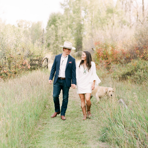 margaux patrick welcome dinner couple walking with dog margaux patrick welcome dinner couple walking with dog