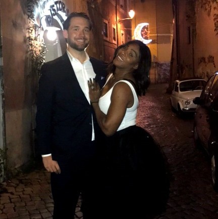Serena Williams Posing with Engagement Ring and Fiance Alexis Ohanian Serena Williams Posing with Engagement Ring and Fiance Alexis Ohanian